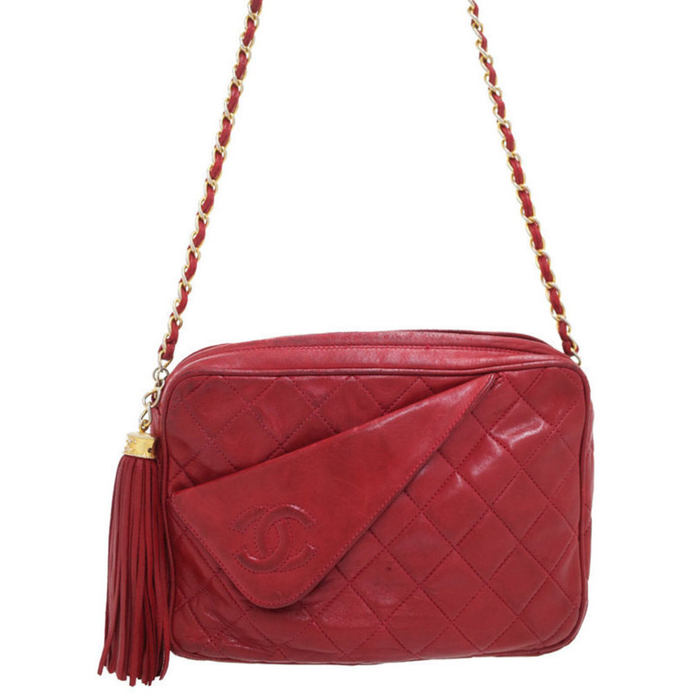 Chanel Matelasse Chain Shoulder Bag Red